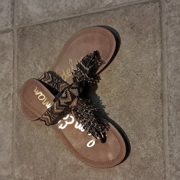 Sam Edelman Beaded Fringe Thong Sandals Size 7 - Picture 4 of 8